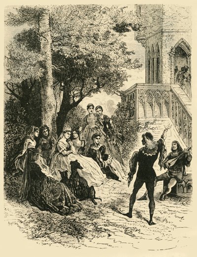 El trovador Adenes en la corte de la Reina María de Brabante, 1274-1285, 1890 de Unbekannt