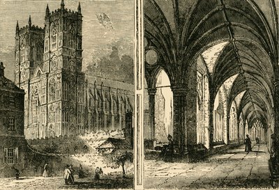 Las torres occidentales y los claustros de la Abadía de Westminster, 1881 de Unbekannt