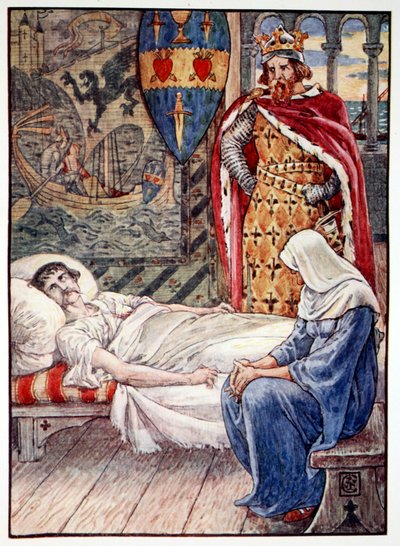 La bruja da consejo sobre la herida de Sir Tristram, 1911 de Unbekannt