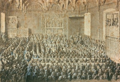 La asamblea de la Sorbona declara depuesto a Enrique III, enero de 1589. Museo de Carnavalet, París de Unbekannt