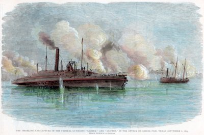 El ataque a Sabine Pass, Texas, Guerra Civil Americana, 8 de septiembre de 1863 de Unbekannt