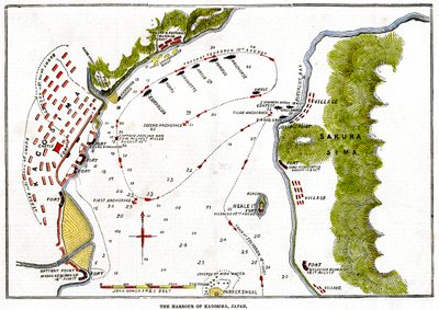 El bombardeo por la Royal Navy del puerto de Kagoshima, Japón, 1863 de Unbekannt