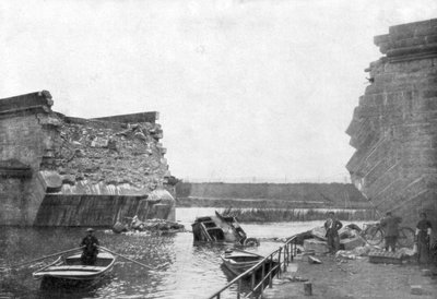 El puente en Trilport, 1ª Batalla del Marne, Francia, 5-12 de septiembre de 1914 de Unbekannt