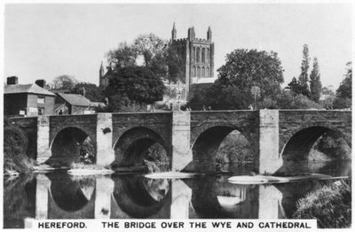 El puente sobre el Wye y la catedral, Hereford, 1936 de Unbekannt