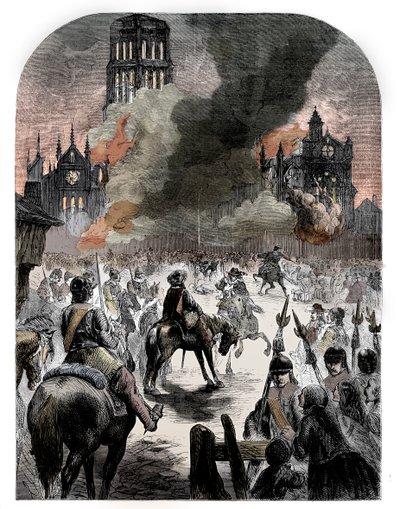 El incendio de la Catedral de San Pablo durante el Gran Incendio de Londres, c. 1902 de Unbekannt
