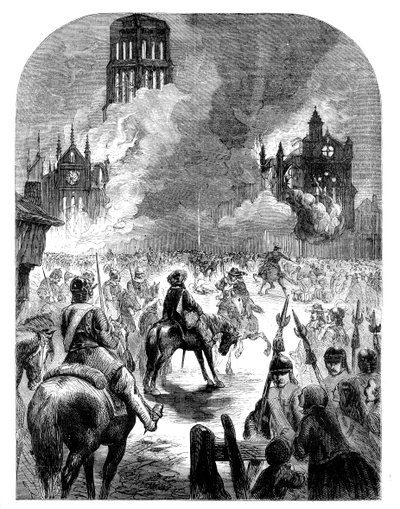 El incendio de la Catedral de San Pablo durante el Gran Incendio de Londres, c1902 de Unbekannt