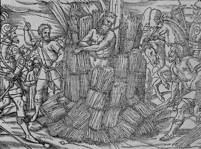 La quema del maestro Hierome de Praga, c1563 de Unbekannt