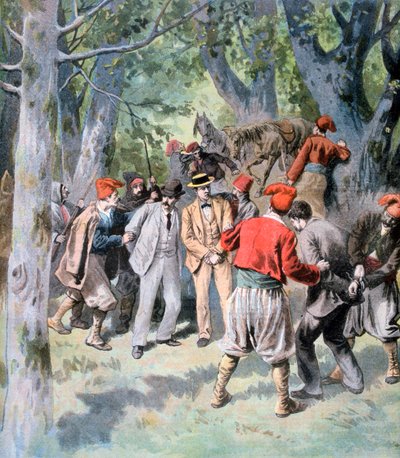 La captura de dos viajeros franceses por bandidos en Cerdeña, 1894 de Unbekannt