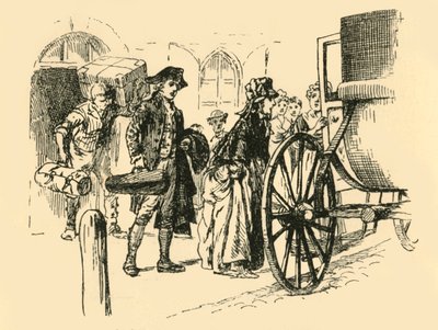El carruaje que iba a llevar a los viajeros se detuvo en la puerta, 1907 de Unbekannt