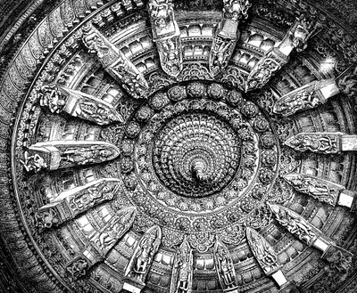 El techo de un santuario jaina en Mount Abu, Rajasthan, India, 1895 de Unbekannt