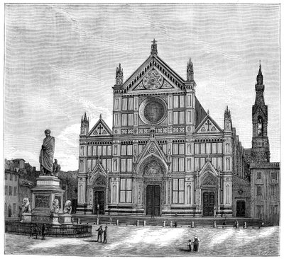 La iglesia y la plaza de la Basílica de Santa Croce, Florencia, Italia, 1882 de Unbekannt