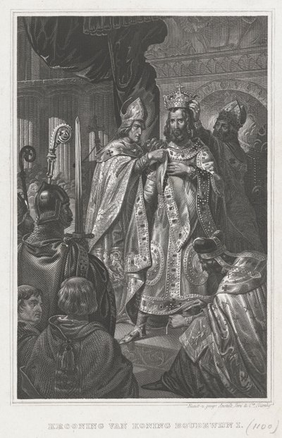 La coronación de Balduino I en Navidad de 1100, siglo XIX de Unbekannt