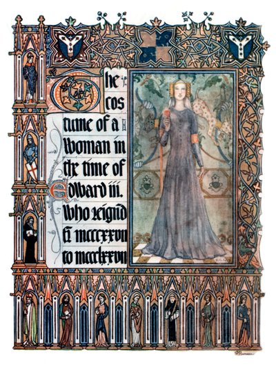 El traje de una mujer en el reinado de Eduardo III, 1909 de Unbekannt
