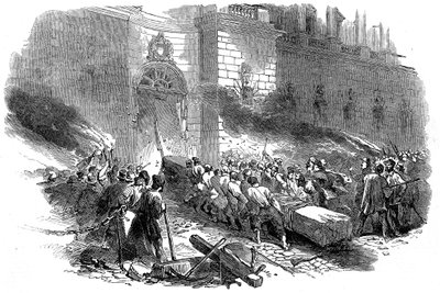 La multitud asaltando el Arsenal en Berlín, Revolución en Prusia, marzo de 1848 de Unbekannt