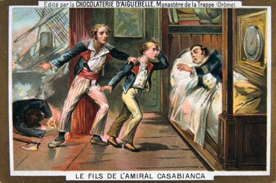 La muerte del almirante Casabianca y su hijo en la Batalla del Nilo, 1798, siglo XIX de Unbekannt