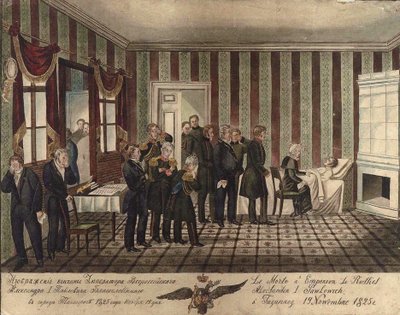 La muerte de Alejandro I de Rusia en Taganrog el 19 de noviembre de 1825, 1828 de Unbekannt