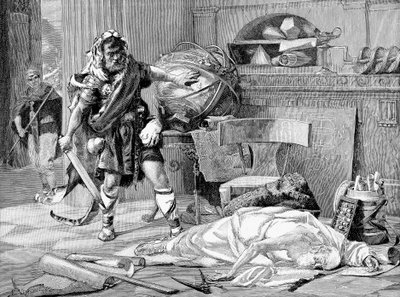 La muerte de Arquímedes en la captura de Siracusa por los romanos, 212 a.C., finales del siglo XIX de Unbekannt