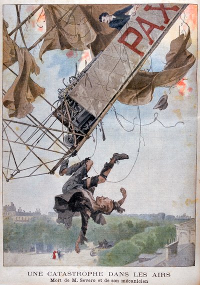 La muerte del aviador Auguste Severo sobre París, 1902 de Unbekannt