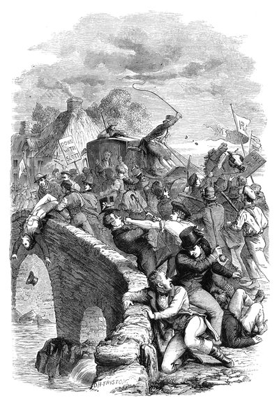 El motín electoral en Hawick, Scottish Borders, 1837 c1895 de Unbekannt