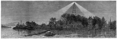 La luz eléctrica en Hell Gate, Nueva York, 1885 de Unbekannt