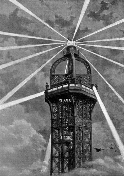La luz eléctrica en la cima de la Torre Eiffel, París de Unbekannt