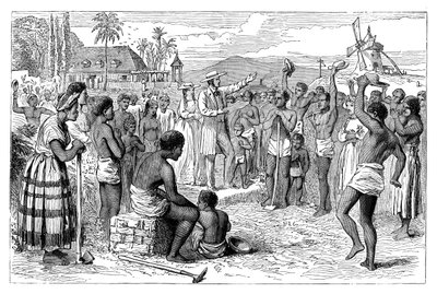 La emancipación de los esclavos en una plantación de las Indias Occidentales, principios del siglo XIX c1895 de Unbekannt
