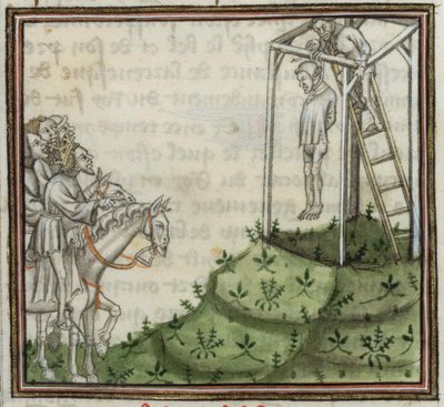 La ejecución de Enguerrand de Marigny. De Grandes Crónicas de Francia, siglo XIV de Unbekannt