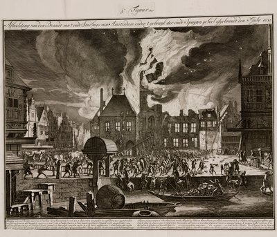 El incendio en el antiguo ayuntamiento de Ámsterdam, Holanda, 7 de julio de 1652 de Unbekannt