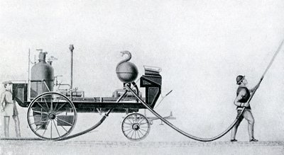 El primer camión de bomberos a vapor, c1830 de Unbekannt