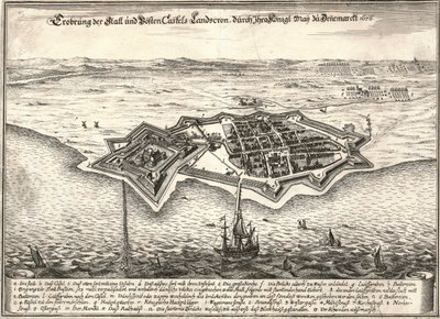 Las fortificaciones de Landskrona, Suecia, capturadas por los daneses en la Guerra de Escania, 1676 de Unbekannt