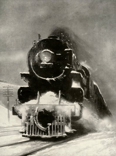 La furia de la ventisca no impresiona a esta locomotora mamut, 1935 de Unbekannt
