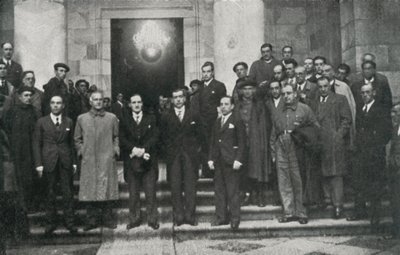 El jefe del gobierno vasco (o lehendakari) José Antonio Aguirre y miembros del gobierno, Barcelona. Fundación Privada Jubert Figueras. de Unbekannt