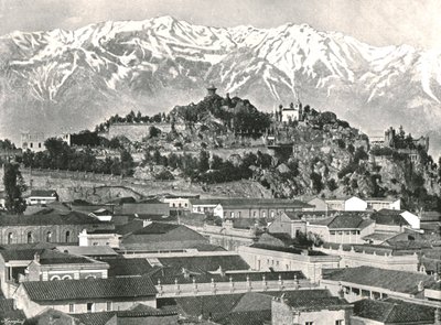 La colina de Santa Lucía con los Andes al fondo, Santiago, Chile, 1895 de Unbekannt