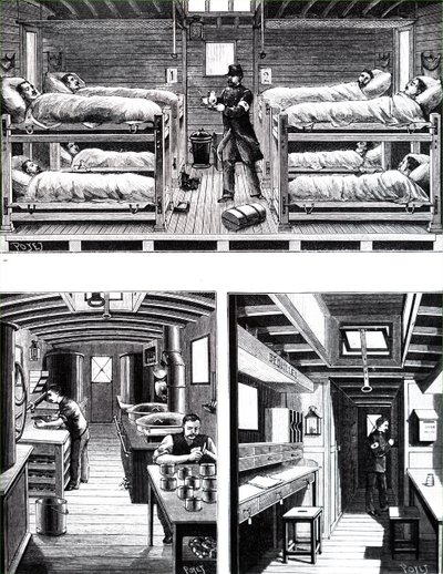 El interior de un tren hospital militar francés de Unbekannt