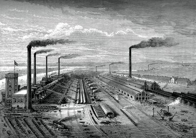 Las obras de hierro y acero en Barrow, c1880 de Unbekannt