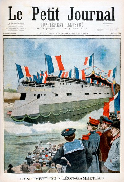El lanzamiento del crucero blindado Leon Gambetta, Francia, 1901 de Unbekannt