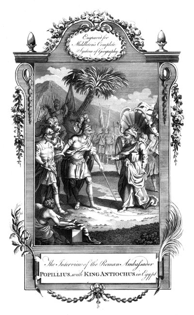 El encuentro entre el embajador romano, Popilio, y el rey Antíoco, Egipto, siglo XVIII de Unbekannt