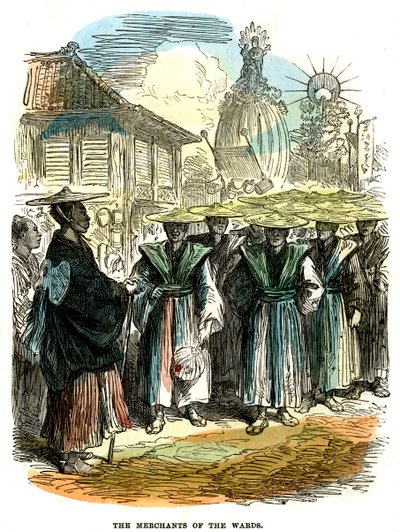 Los comerciantes del barrio, procesión del festival de Año Nuevo en Yokohama, Japón, 1872 de Unbekannt