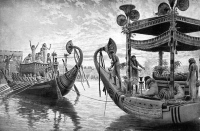 La momia de Tutankamón cruzando el Nilo por última vez, Egipto, 1325 a.C. de Unbekannt