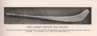 El bate de cricket más antiguo conocido, 1912 de Unbekannt