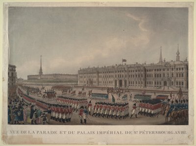 El desfile frente al Palacio de Invierno en San Petersburgo en 1812, 1812 de Unbekannt