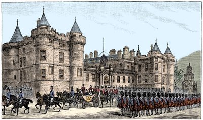 La reina saliendo del Palacio de Holyrood, Edimburgo, 1886, 1900 de Unbekannt