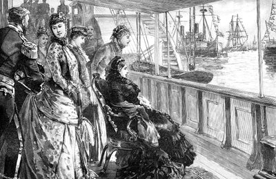 La reina revisando la flota en Spithead, Hampshire, finales del siglo XIX, 1900 de Unbekannt