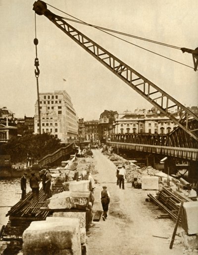 La reconstrucción del puente de Waterloo, Londres, 1934, 1935 de Unbekannt