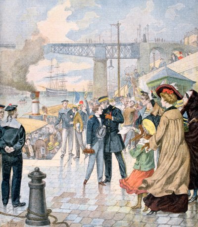 El regreso del barco Borda y el embarque del barco Fistots, Brest, Francia, 1902 de Unbekannt