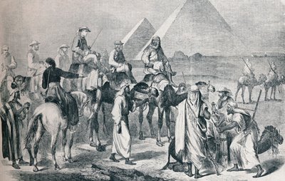 La fiesta real saliendo del campamento en Giza, Egipto, c1861 1910 de Unbekannt