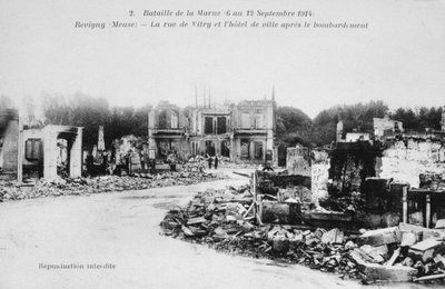 Las ruinas de Revigny, Francia, Batalla del Marne, Primera Guerra Mundial, 1914 de Unbekannt