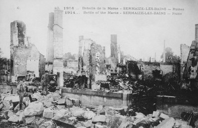 Las ruinas de Sermaize-Les-Bains, Francia, Batalla del Marne, Primera Guerra Mundial, 1914 de Unbekannt