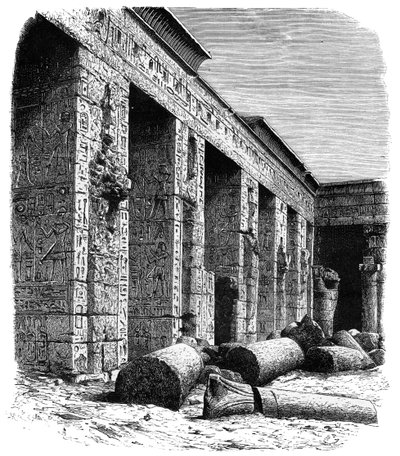 Las ruinas del Palacio de Ramsés III, Medinet Habu, Alto Egipto, c. 1890 de Unbekannt