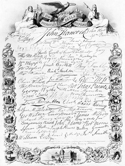 Las firmas de la Declaración de Independencia de Estados Unidos, c1776, c1920 de Unbekannt